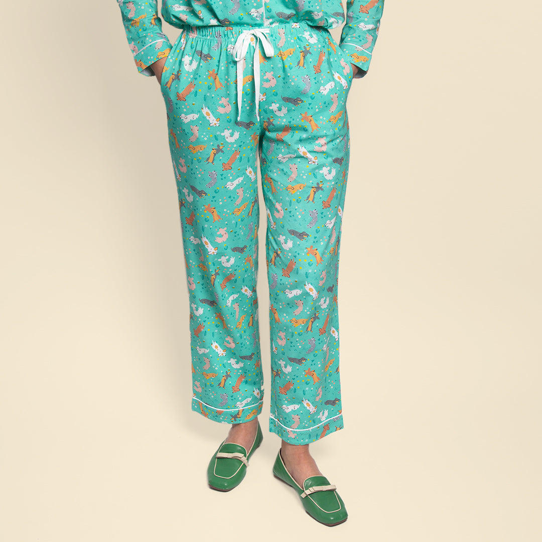 Long Sleeve Pajama Set・Weenie Wiggle in Mint