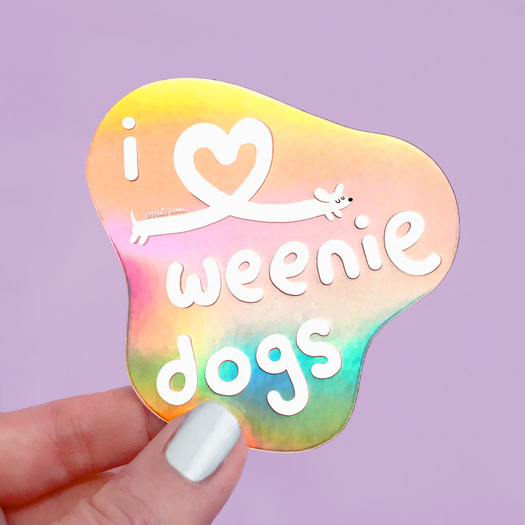 I ❤️ Weenie Dogs Holographic Sticker