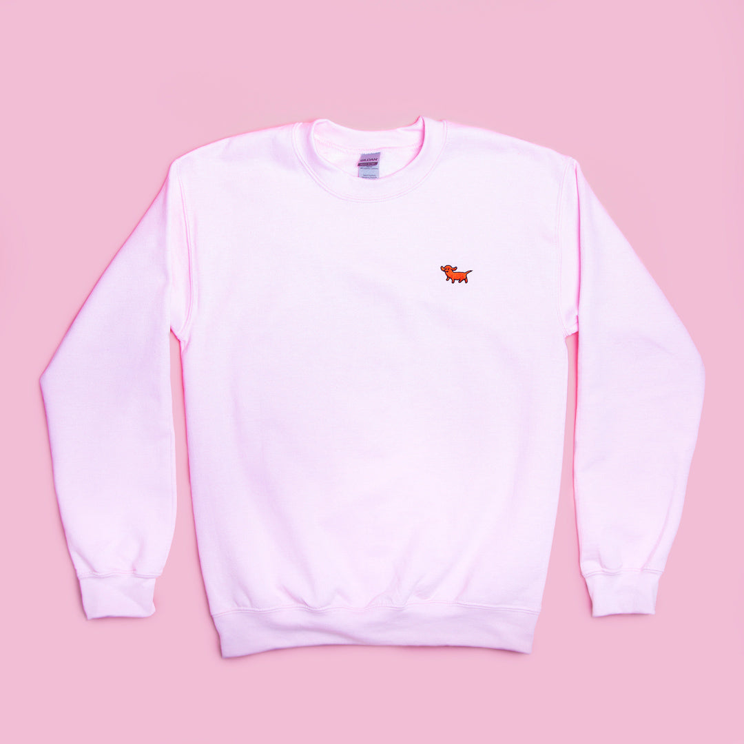 Weenie Embroidered Crew・Red on Pink